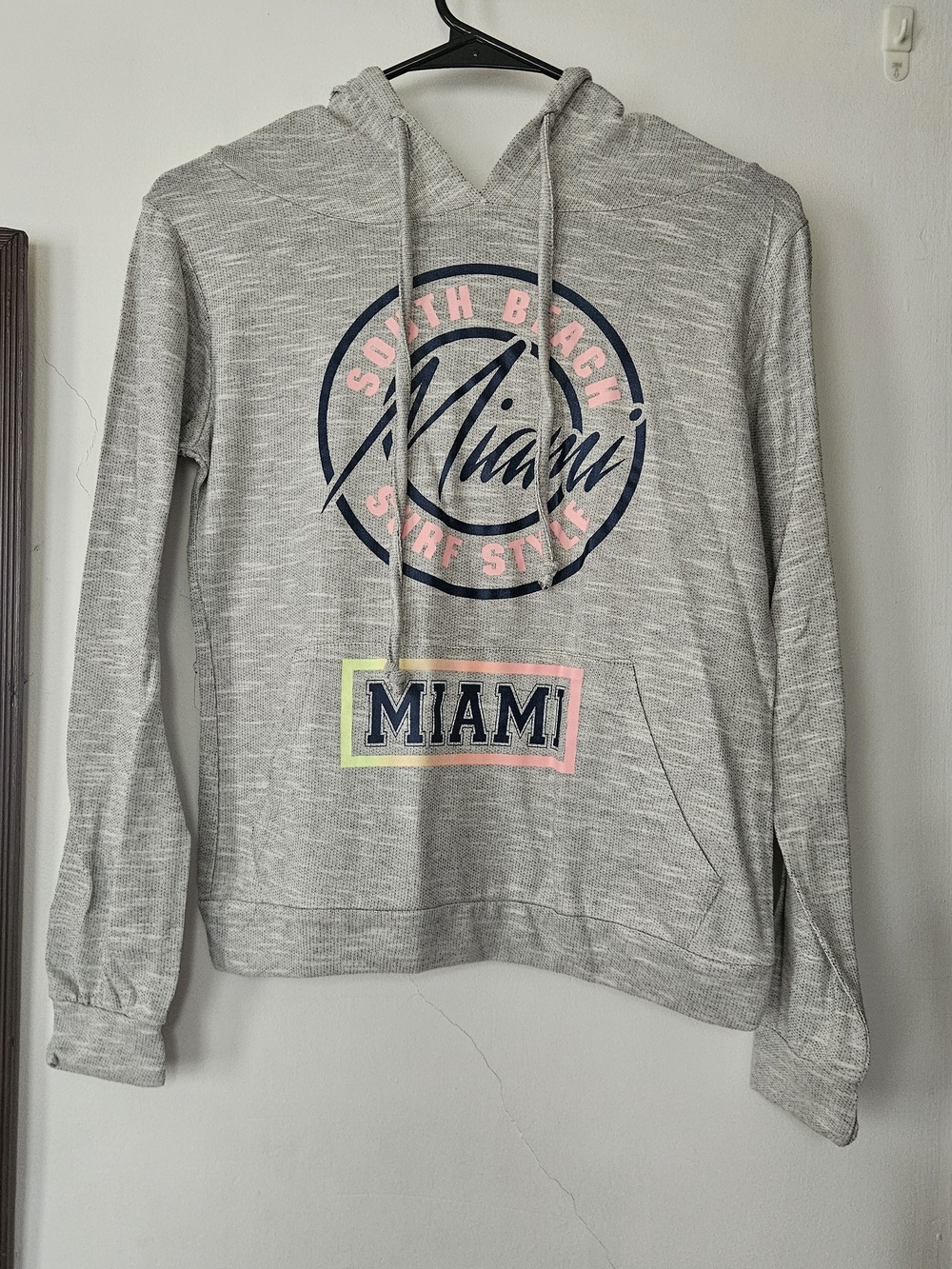 Miami Graphic Hooded Sweatshirt - Light Gray.